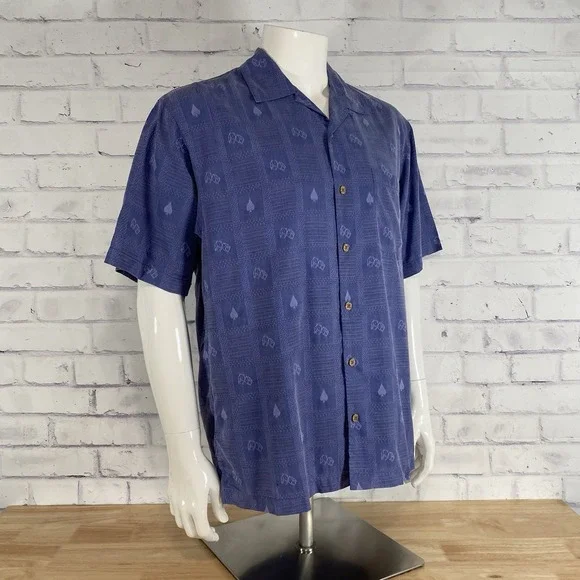 Tommy Bahama Shirt Men's Small 100% Silk Camp Shirt Pass Line Hawaiian Gambling - Picture 8 of 12
